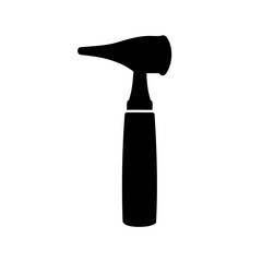 Black otoscope illustration on a white background commonly used for medical examinations