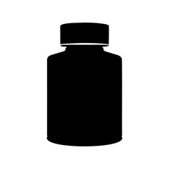 Minimalist Black Silhouette of Medicine Bottle, Illustrating Healthcare and Treatment Options