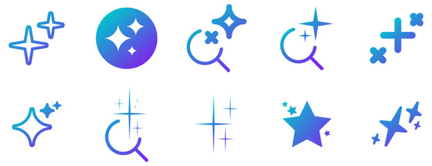 AI Generate Content.  Generative AI Logo. Generate Icon. Star Sparkle Shine. Vector Icon
