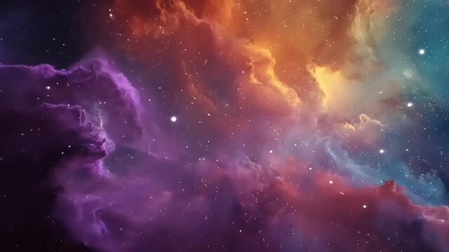 Abstract cosmic clouds with vibrant colors and starry night sky background