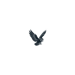 Owl in flight graphic illustration isolated on white background symbol