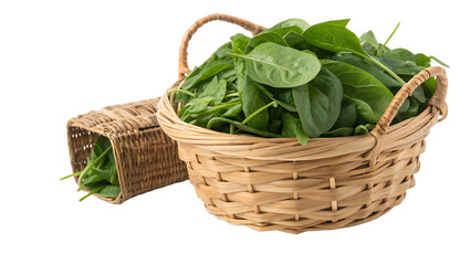 A rustic charm - A wicker basket overflowing with fresh produce cut out on PNG. AI generated.
