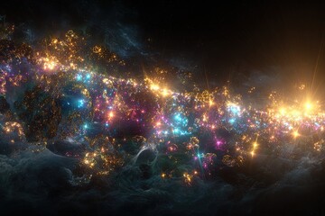 Colorful Abstract Galaxy Nebula With Glowing Lights