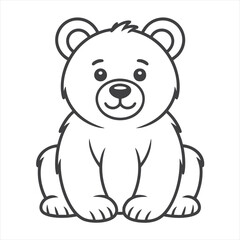 Fototapeta premium Adorable Bear Cub Line Drawing for Coloring