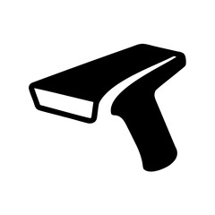 Stylized black and white barcode scanner icon for retail applications and logistics