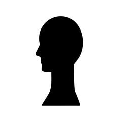 Silhouette of a human head facing left against a white background