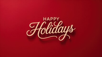 Elegant "Happy Holidays" text on a festive red background, perfect for seasonal greetings and celebrations.