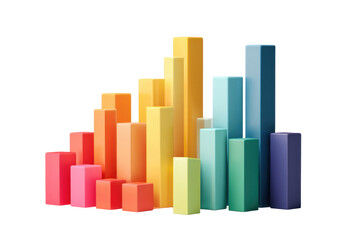 Colorful 3D bar graph on transparent backdrop