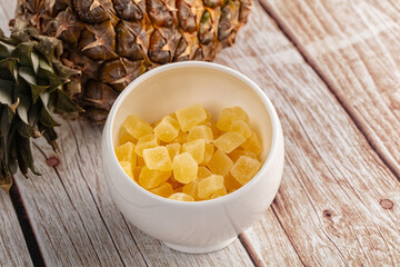 Dry yellow sweet pineapple candy