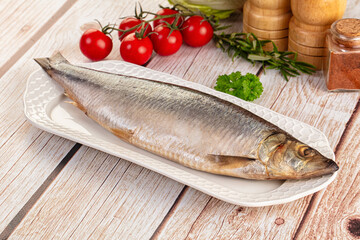 Raw whole salted herring fish
