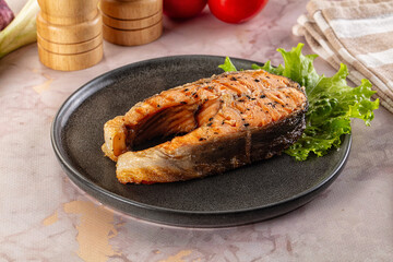 Gourmet grilled salmon fish steak