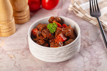 Hungarian goulash with beef meat