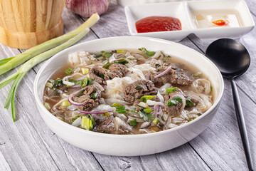 Vietnamese Pho Bo soup with beef
