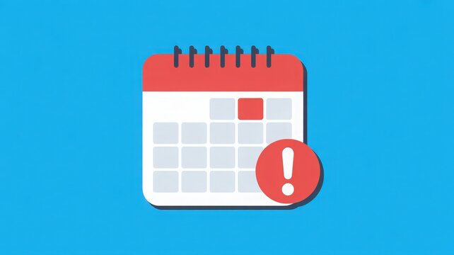 Calendar icon with red alert symbol indicating an important date or deadline