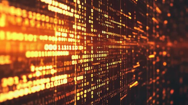 Digital data stream flowing binary code matrix