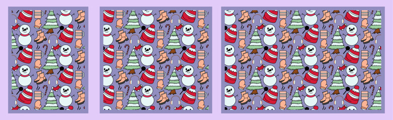 Editable winter gift wrapping paper pattern line art and colored for flyer, gift card ,gift wrapping paper