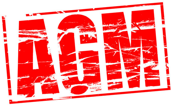 Digital composite. Red Rubber stamp effect. AGM - Annual General Meeting. business, clubs, association, club, society, societies, trade, company, corporation, corporate, charity,