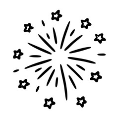 Hand drawn doodle style stars and sparkles illustration, featuring various star shapes and glitter elements, perfect for festive designs and magical accents, isolated on