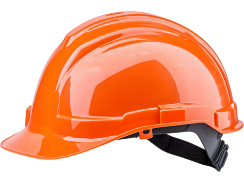 Construction safety helmet isolated on transparent background, perfect for industrial and safety design projects.