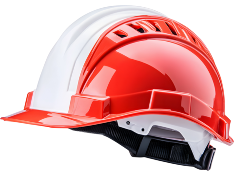 Construction safety helmet isolated on transparent background, perfect for industrial and safety design projects.