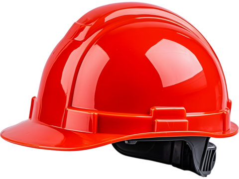 Construction safety helmet isolated on transparent background, perfect for industrial and safety design projects.