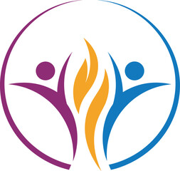 People United with Flame in Circle