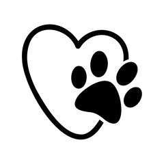 Symbol of love for pets, representing a heart with a paw print