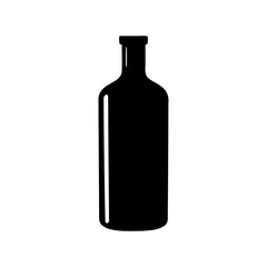 Simple yet elegant black silhouette of a wine or liquor bottle