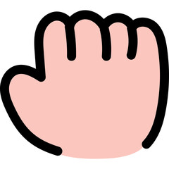 Simple Flat Illustration of a Pink Hand Making a Fist Gesture With Black Outline and Transparent Background