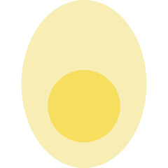 Simple graphic illustration of a light yellow egg yolk centered within a pale yellow egg white against a transparent background clean simple design