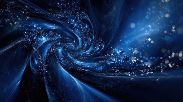 Dark Blue Abstract Spiral Design With Glittering Effect