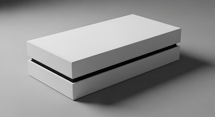 White rectangular gift box with black band on gray background image