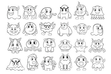 Whimsical Monster Characters Collection. Cute Creatures For Kids, Friends And Playful Imaginary Beings