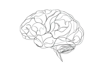 Foto auf Acrylglas Eine Linie Human brain continuous one line drawing concept of Hand drawn minimalism style. brain line art Human brain continuous one line symbol drawing. Brain medical health icon in simple.  © Alena