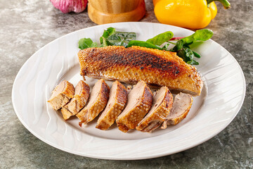 Roasted duck breast with slices