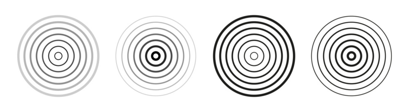 Сoncentric circle set with different thicknesses, round echo wave