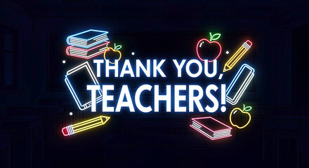 Thank You, Teachers! A Neon Tribute to the Mentors Who Light Minds, Shape Futures, and Inspire Every Day with Heart and Wisdom.