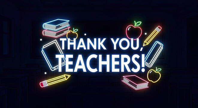 Thank You, Teachers! A Neon Tribute to the Mentors Who Light Minds, Shape Futures, and Inspire Every Day with Heart and Wisdom.