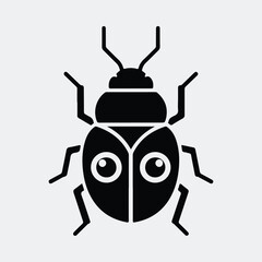 Silhouette bug icon simple cute insect vector illustration