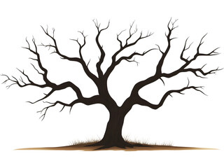 Fototapeta premium Leafless dead tree isolated on transparent background, perfect for autumn, drought, or environmental design themes.