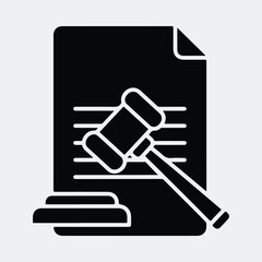 Silhouette document with gavel justice legal law concept vector illustration