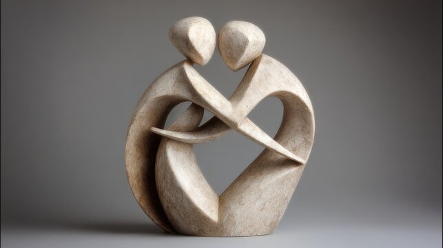 abstract sculpture embracing figures love