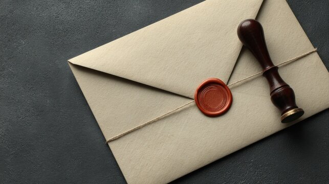 antique sealed envelope and wax stamp