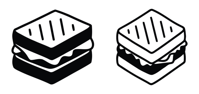 Bold black and white sandwich icons, perfect for food branding and menu design, delivering a simple yet impactful visual statement for any culinary project.