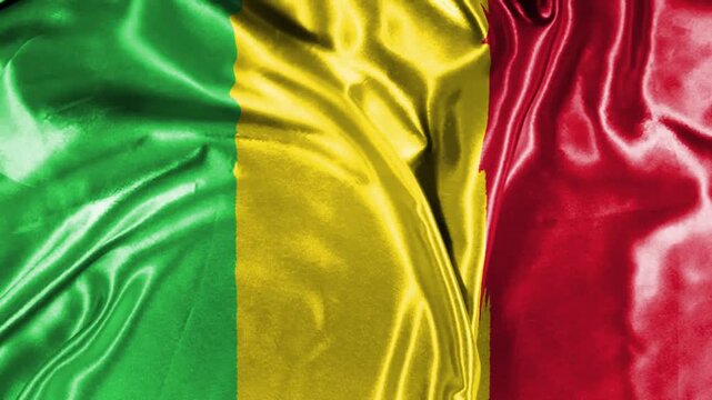 Official waving flag of Mali, independence day concept