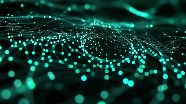 Digital network connections with glowing data nodes