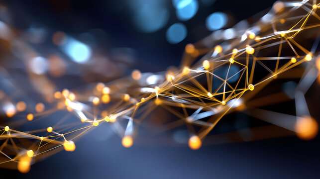 Big data network flow visualization faceless futuristic data heavily defocused digital connections background glowing points and fiber streams perfect for AI technology