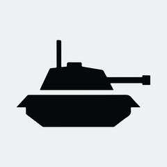 Fototapeta premium Silhouette of a modern tank icon black and white vector illustration