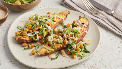Tahini Stuffed Sweet Potato