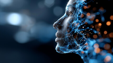 Big data technology data science analysis faceless artificial intelligence visualization defocused generative AI background deep learning algorithm neural flow network analytic